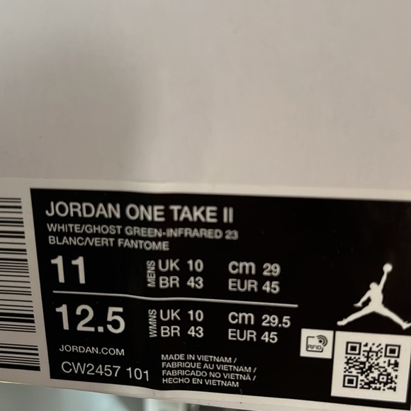 New in box Mens Nike Jordan One Take II White ghost green Infrared 23 - Picture 12 of 12